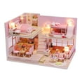 thumbnail image 1 of 1/12 casa de miniatura dormitorio sala de cocina más cubierta a prueba de polvo con muebles luces LED de cumpleaños Sunnimix mini casa de muñecas diy, 1 of 8