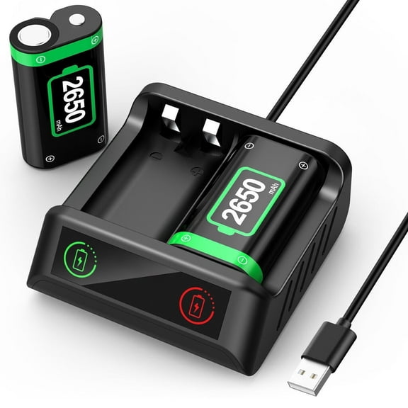 2 Pack Rechargeable Battery Pack for Xbox Series X Controller with Fast Charging, 2x2650 mAh (5300mWh) Controller Battery Pack for Xbox Series S,Xbox One Accessories, Lasting Protection