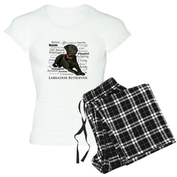 CafePress - Black Lab Traits Pajamas - Women's Short Sleeve Print T-Shirt and Pants Light Cotton Pajama Set