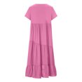 thumbnail image 5 of TAGOLD Womens Summer Dress, Women's Summer Casual V-Neck Short Sleeve Solid High Waist Loose Irregular Dresses Hot Pink S, 5 of 6