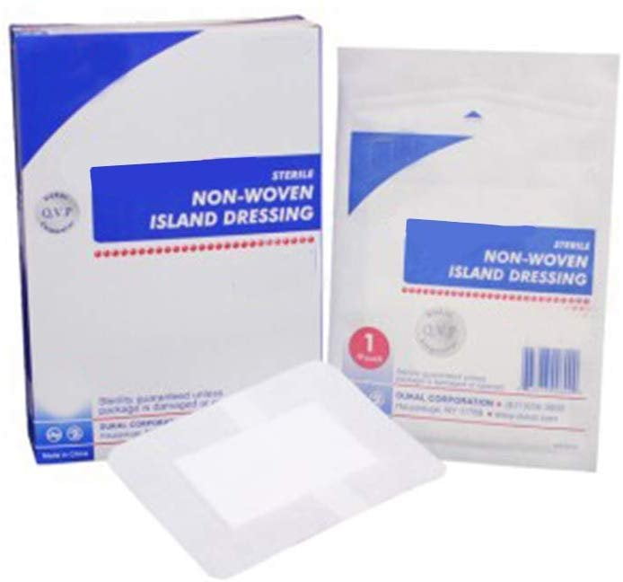 Island Dressing. Case of 100 Adhesive Dressings 4" x 8" for Wound
