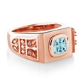 thumbnail image 3 of Gem Stone King 2.83 Ct Sky Blue Topaz Pink Lab Grown Diamond 18K Rose Gold Plated Silver Men's Ring (Size 13), 3 of 4