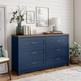 thumbnail image 3 of Ameriwood Home Armada 6 Drawer Wide Dresser, Navy with Walnut Top, 32.05" H x 54.13" W x 15.75" D, 3 of 14