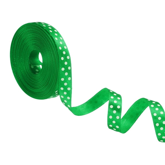 Polka Dots Grosgrain Ribbon 3/8 Inch, 10 Yard Spool for Gift Wrapping for Gift Wrapping Green