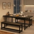 thumbnail image 6 of TEQIN Extendable Dining Room Table for 4-6 Person3-Piece Kitchen Table Set with 2 Upholstered Benches, Rectangular Kitchen Tables for  Dining Room, Kitchen, Living Room, 6 of 9