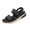 Black, variant on DIVVce Platform Ankle Strap Sandals For Women Matte Faux Leather Rhinestone Embellished Dual Hook Loop Straps Open Toe Curved Mid Wedge Slip On Sandal Footwear