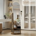 thumbnail image 6 of VKCC 64.1" Arched 360° Swivel Jewelry Armoire Full Length Mirror Cabinet Free Standing Organizer with 6 LED Lights, Brown, 6 of 9