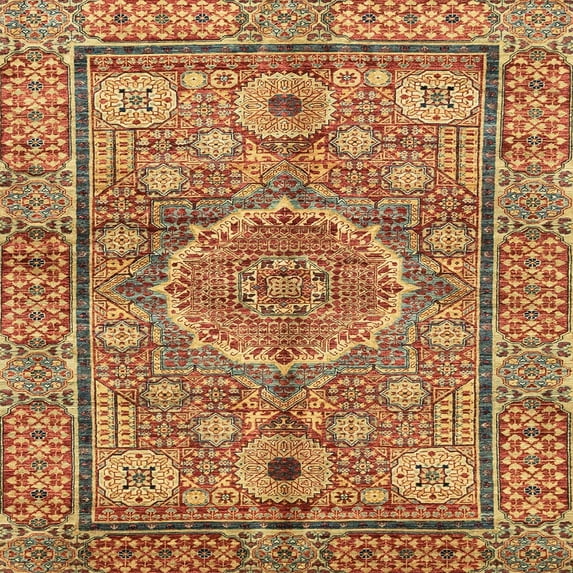 Ahgly Company Indoor Square Abstract Orange Abstract Area Rugs, 6' Square