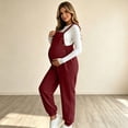 thumbnail image 5 of Women's Maternity Corduroy Sleeveless Overalls Fall Adjustable Strap Cuffed Ankle Fashion Casual Pregnancy Jumpsuit S-XXL, 5 of 7