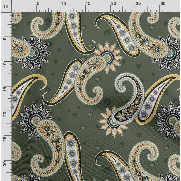  Soimoi Asian Paisley Print, Silk Fabric, Decor Sewing
