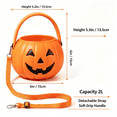 thumbnail image 3 of Aoznliie Halloween Candy Bucket, Light Up Plastic Pumpkin Trick or Treat Bucket with Shoulder Strap & Plush Handle, 6 in Foldable Reusable Candy Bowl, Orange, 3 of 8