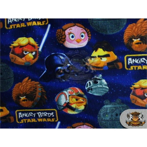 Fleece Printed Fabric * LARGE ANGRY BIRDS STARWARS * / 58" Wide / Sold by the yard S-543
