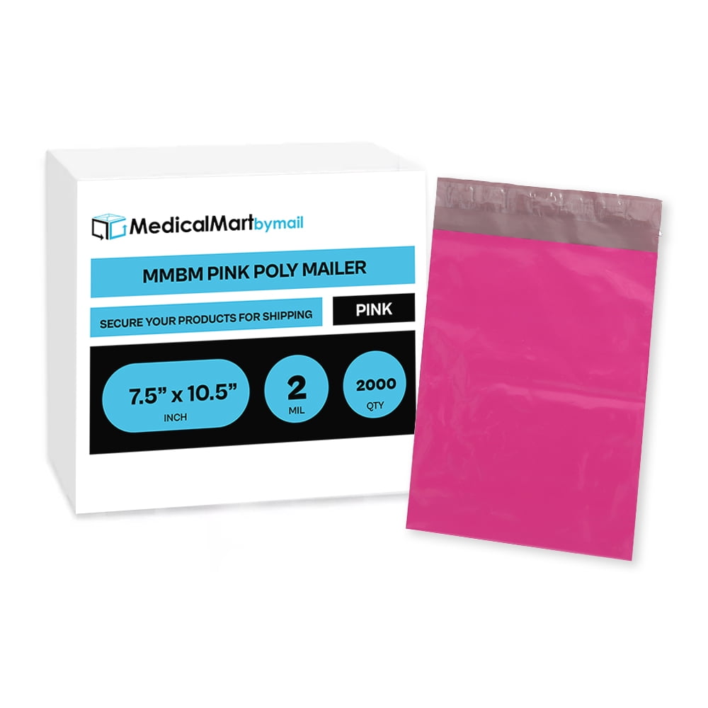 MMBM Pink Poly Mailers 7.5" x 10.5" 2 Mil Dust-Dirt Resistant Shipping Bags for Retail and Supplies 2000 Pack