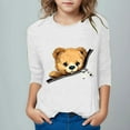 thumbnail image 2 of LIaqionyy Toddler Girls Boys Summer T-Shirts Cute Bear Print 3/4 Sleeve Cotton Tops Kids Casual Loose Daily Clothes, 2 of 5