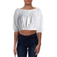 thumbnail image 1 of We The Free Womens Dancing Til Dawn Smocked Gauze Crop Top, 1 of 3