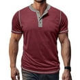 thumbnail image 1 of Tops para hombre, blusas y camisas de manga corta con cuello redondo para hombre, blusas casuales de moda vintage con botones, cuello redondo y manga corta para hombre, blusa de poliéster para hombre, 1 of 8
