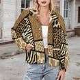 thumbnail image 3 of Jackets for Women Winter Coat Jackets Flannel Stand Collar Jacket(Animal Print Patchwork Rug,Size:S-4XL), 3 of 7