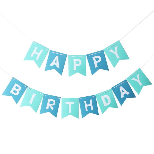 KAKOWELY Guirnalda de banderines de feliz cumpleaños, elegante, blanca y azul, para decorar fiestas, versátil y hermosa.