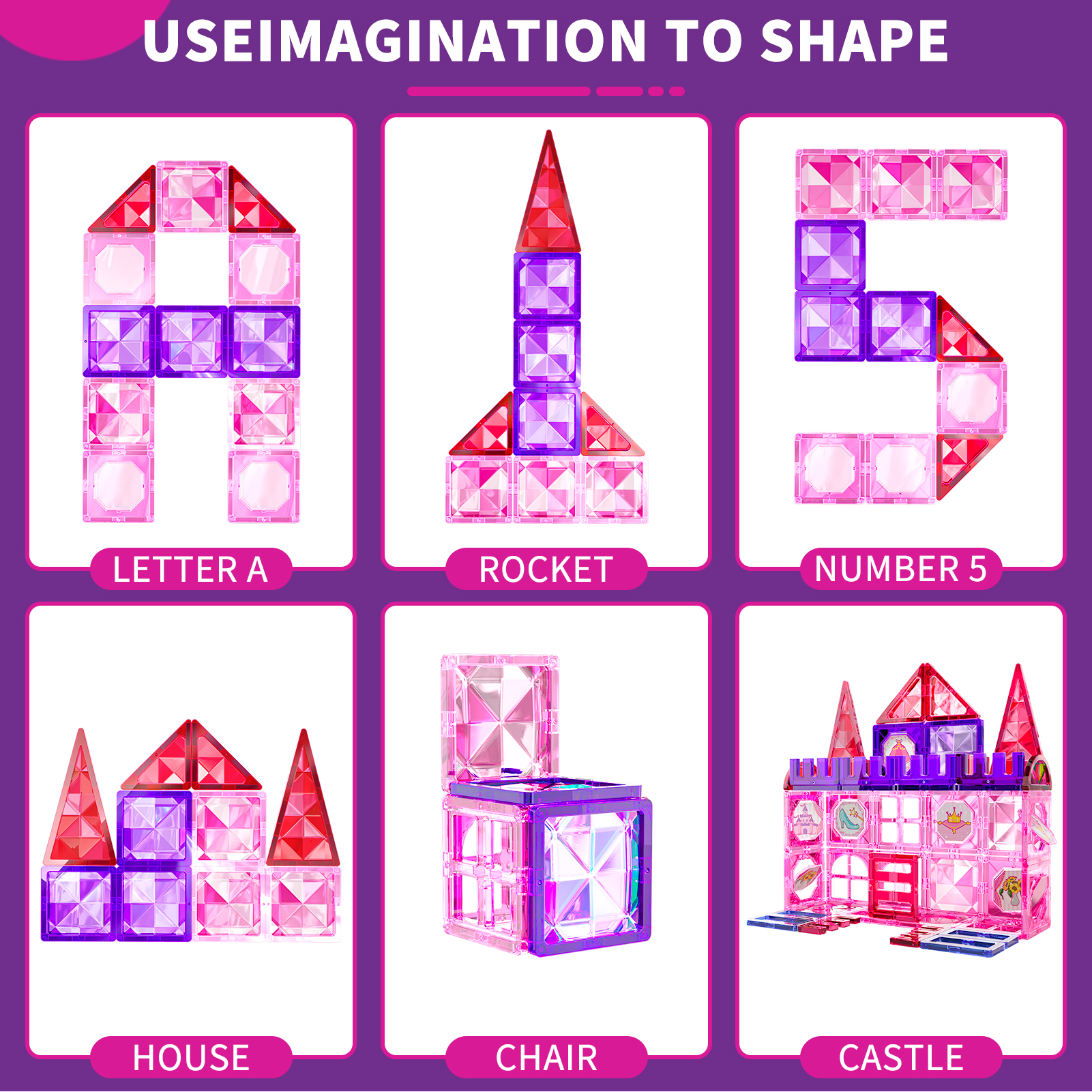 Lucky Doug 44-Piece Magnetic Tiles Building Set photo 3