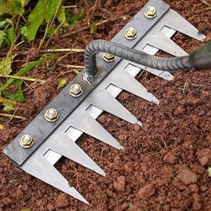 Carbon Steel Garden Hand Rake, 8 Teeth Hand Weed Puller Tool for Gardening and Weeding, Heavy-Duty Garden Weed Puller Tool for Lawn Yard Gardens Farm