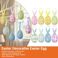 thumbnail image 2 of Easter Eggs Hanging Ornaments, Colorful Foam EasterHanging Eggs Decorations, Buffalo Plaid Dots Easter Hanging Decorations, with Bow Bunny and Floral Designs, for Tree Basket Filler Decor, 2 of 8