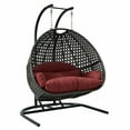 thumbnail image 3 of LeisureMod Modern Charcoal Wicker Double 2-Person Hanging Egg Swing Chair in Dark Red, 3 of 3