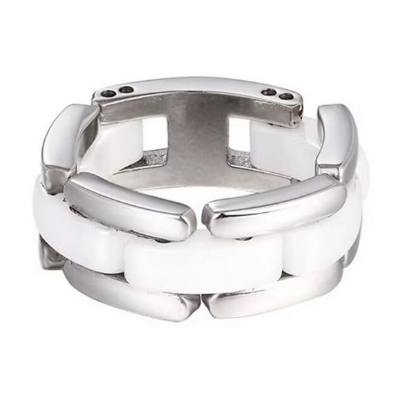 PAMTIER Women's Ceramic 7MM Minimalist High Polished Wedding Band Foldable Ring White Size 6