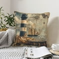 thumbnail image 6 of Fotbe Vintage Nautical Lighthouse Pattern Velvet Decorative Throw Pillow Covers with Elegant Piping, Soft Plush Cushion Cover for Sofa, Bed, Car, Office-20"x20", 6 of 8