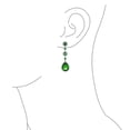 thumbnail image 3 of Bling Jewelry Womens Classic Bridal Triple Round Pave Green CZ Dangle Chandelier Earrings GoldSilver, 3 of 6