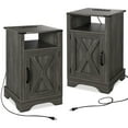 thumbnail image 3 of JAMPOOCA Farmhouse Nightstand with Charging Station, Set of 2, Dark Gray, 3 of 6