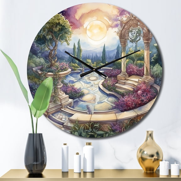 Designart "Oasis of Blooms III" Garden Oversized Wall Clock