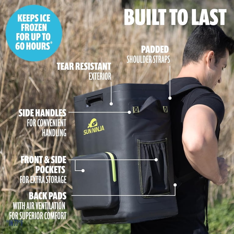 Sun Ninja Backpack Cooler - Insulated Leak Proof Beach Bag - 100