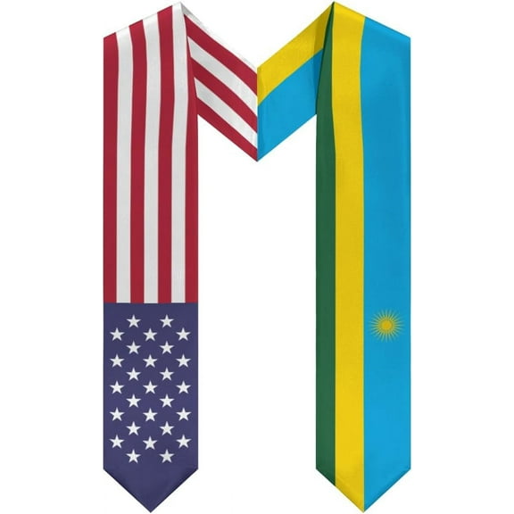 Rwanda Mix United States Flag Graduation Stole Sash For Study Aboard International Students