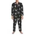 thumbnail image 4 of Mens Pajamas Set - Gothic Style Cool Goat Skull Comfy Long Sleeve Button Up Pajama Sets for Men 2 Piece, Soft Sleepwear Nightwear Pjs Lounge Sets for Men with Pockets, 4 of 5