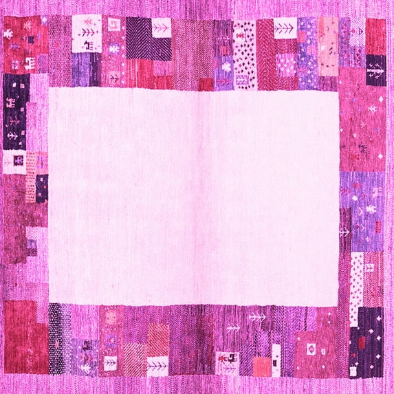 Ahgly Company Indoor Square Solid Pink Modern Area Rugs, 4' Square