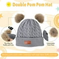 thumbnail image 5 of Toddler Double Pom Pom Beanie Baby Girl Winter hat Warm Soft Toddler Cap Cute Kids Knitted Beanie for Baby Boys, 5 of 7
