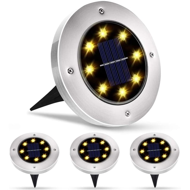 Luz solar al aire libre 8 LED 4 piezas Reflector de jardín Luz solar impermeable IP65 Luz de césped Decoración para jardín Patio Patio Césped (Color cálido)