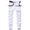 thumbnail image 1 of Men's casual solid color ripped straight jeans, 1 of 4