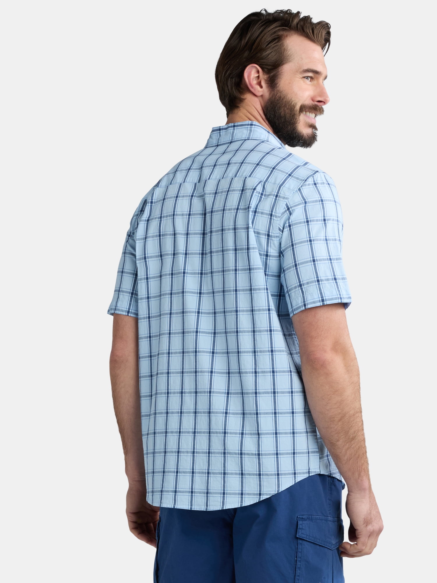 George Men's & Big Men's Classic Fit Short Sleeve Button-Up Poplin Shirt, Sizes S-3XL