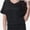 Black, variant on Womens Solid Short Sleeve V-Neck Boat Neck Dolman Top with Side Shirring Drape Tunic