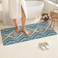 thumbnail image 4 of Blue and Orange Floral Boho Pattern Bathroom Rugs Mat,Non Slip Microfiber Bathroom Rug,Rubber Backing,Soft Bathroom Mats for Bathroom Floor,Tub and Shower,60x24in(150x60cm), 4 of 4