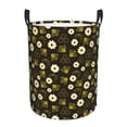 thumbnail image 1 of Balery Honey Bees With Flowers Cesta de ropa redonda con asas, impermeable, independiente, para ropa, juguetes, dormitorio y familia-Small, 1 of 6