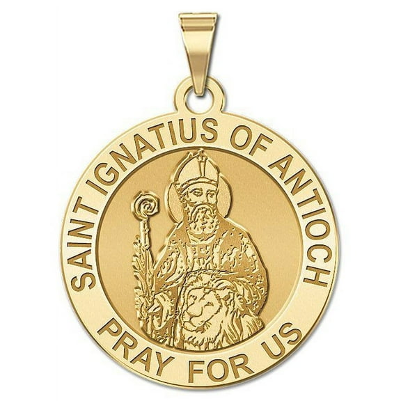 Saint Ignatius of Antioch Religious Medal  - 1 inch Size of a Quarter -Solid 14K Yellow Gold