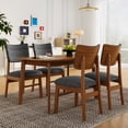 thumbnail image 4 of Mid-century Modern Dining Table Set for 4, Solid Wood Dining Table and Solid Wood Chairs, 5 Piece Farmhouse Dining Table and 4 Upholstered Chairs for Home, Kitchen, Apartment, Space Saving, 4 of 6