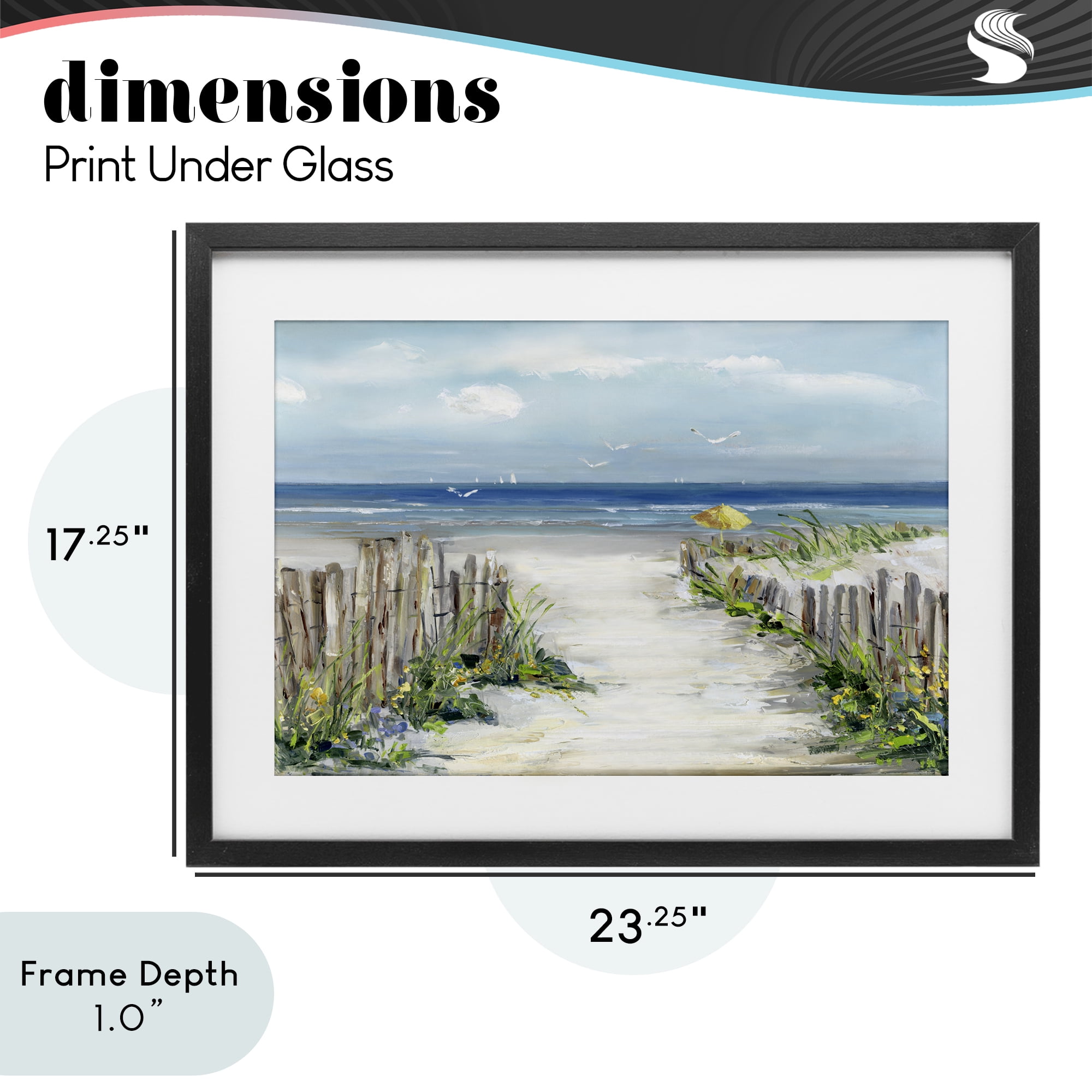 Stupell Industries Sunlit Dune Path To Ocean Black Framed Print Under Glass, design by Sally Swatland