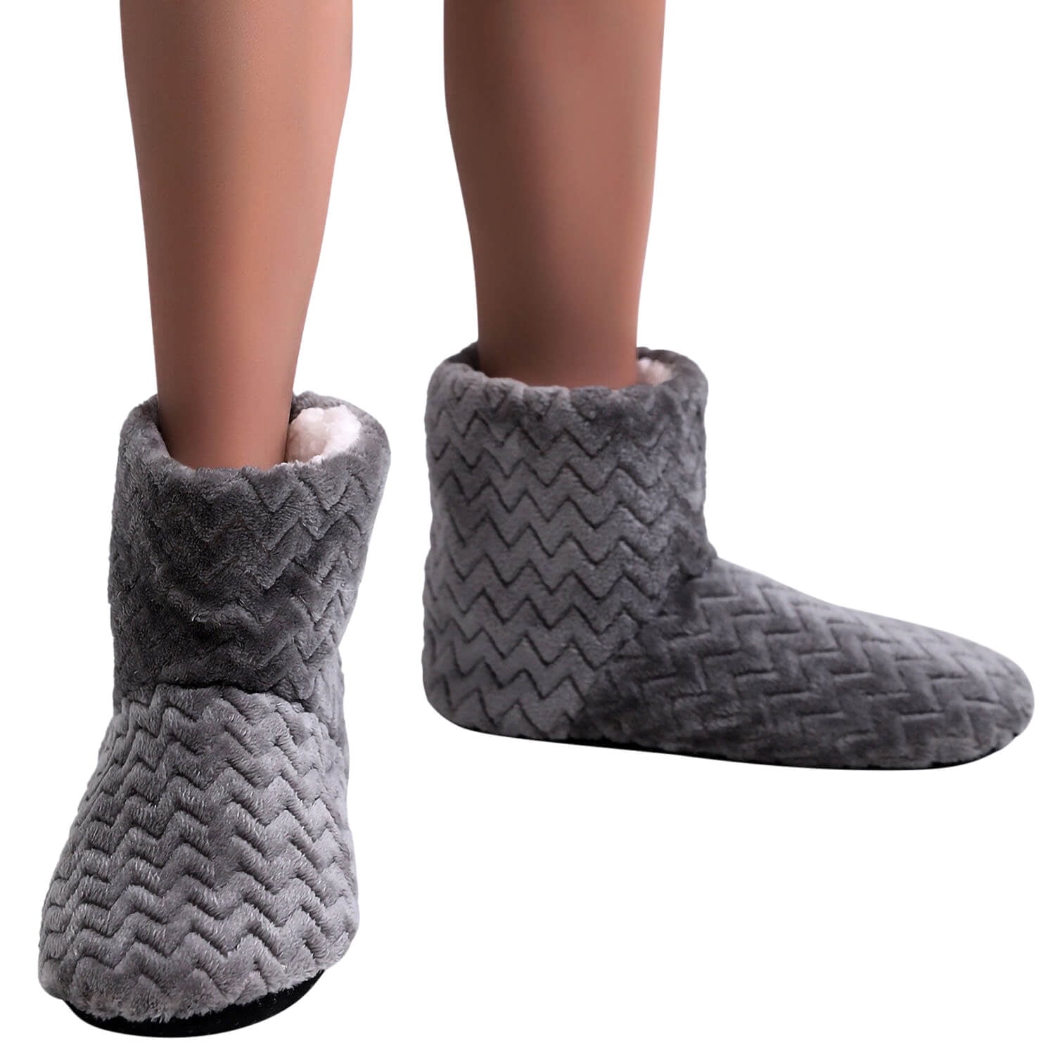Womens Booties Slipper Knit Cotton Warm Plush Cozy Indoor House Ankle Boots