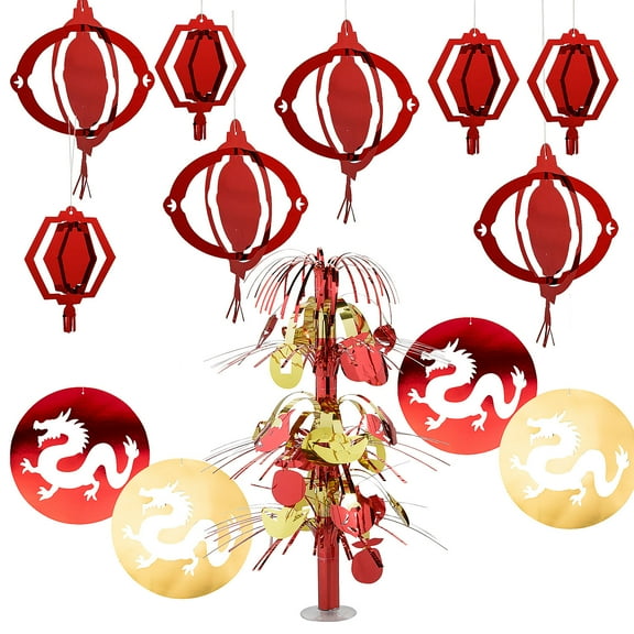 Fun Express Value Lunar New Year Party Red & Gold Decorating Kit - 23 Pieces