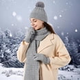 thumbnail image 3 of Womens Winter Hat Scarf Glove Set Lined Knit Warm Cozy Winter Accessories 3 PC Bundle, 3 of 6