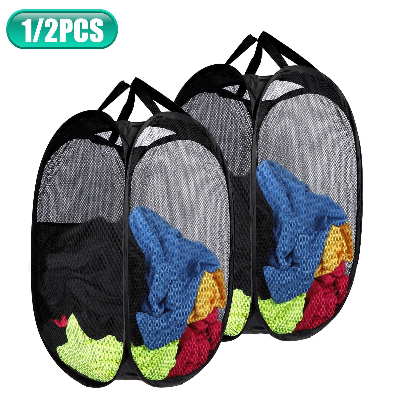 EEEkit Mesh Popup Laundry Hamper with Side Pocket, Foldable Portable