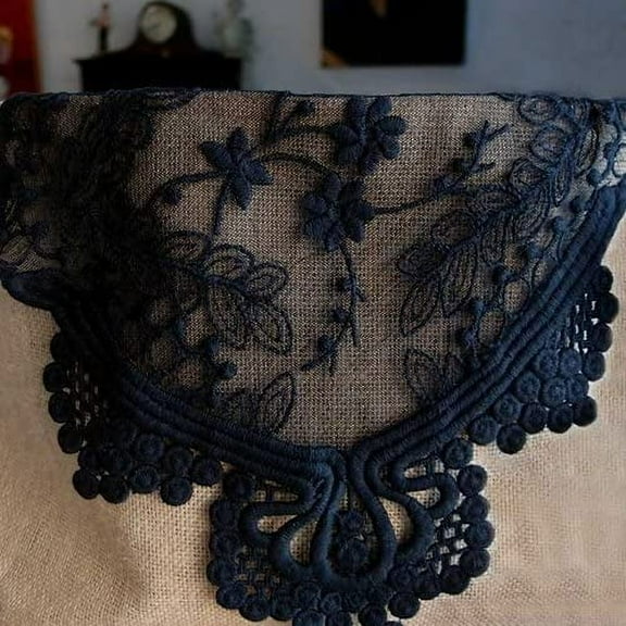 1 X Black Lace Table Runner, Vintage Wedding Decor, 12 x 74 inches